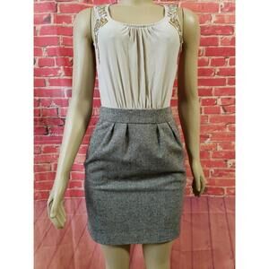 Tabitha Silk & Tweed Women's Tank Dress With Pockets Size 4 Embellished ( B1)